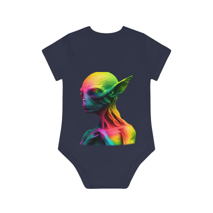 LGBTQWorldwide - ,,HAPPY ALIEN" Baby Organic Short Sleeve Bodysuit baby, Baby Clothing, DTG, Kids' Clothing, Onesies lgbtq Bekleidung Accessoires unisex Zubehör