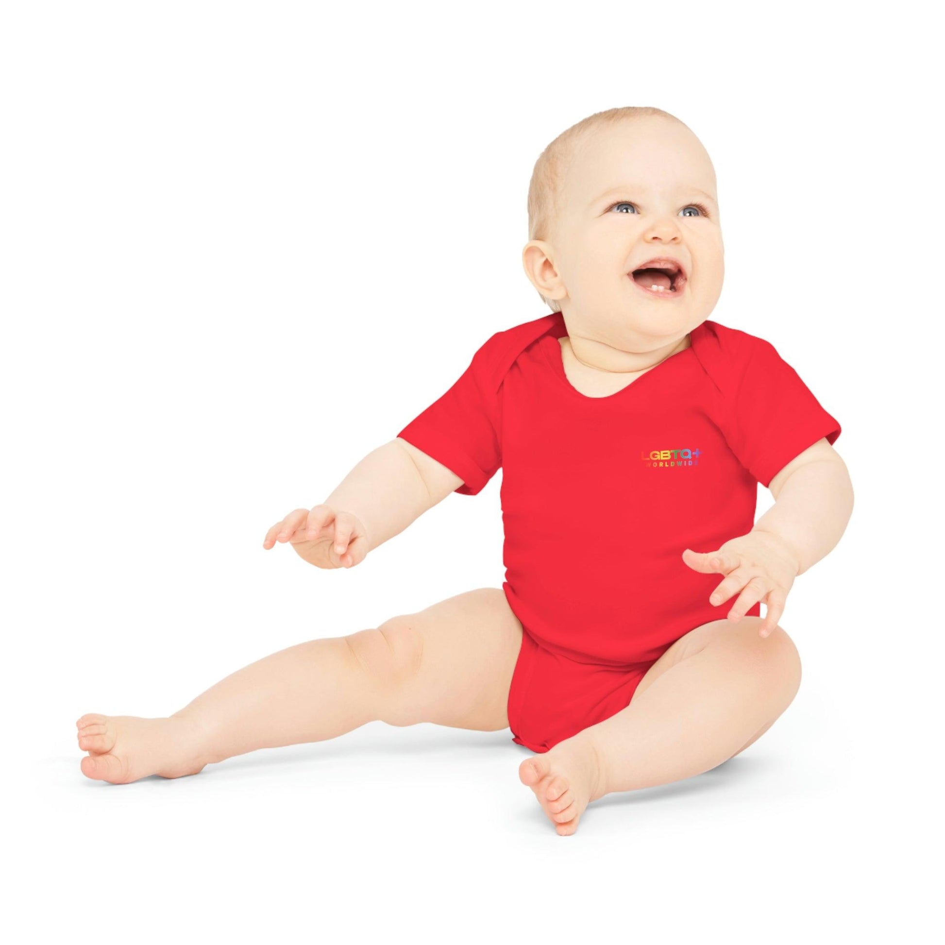 LGBTQWorldwide - ,,HAPPY ALIEN" Baby Organic Short Sleeve Bodysuit baby, Baby Clothing, DTG, Kids' Clothing, Onesies lgbtq Bekleidung Accessoires unisex Zubehör