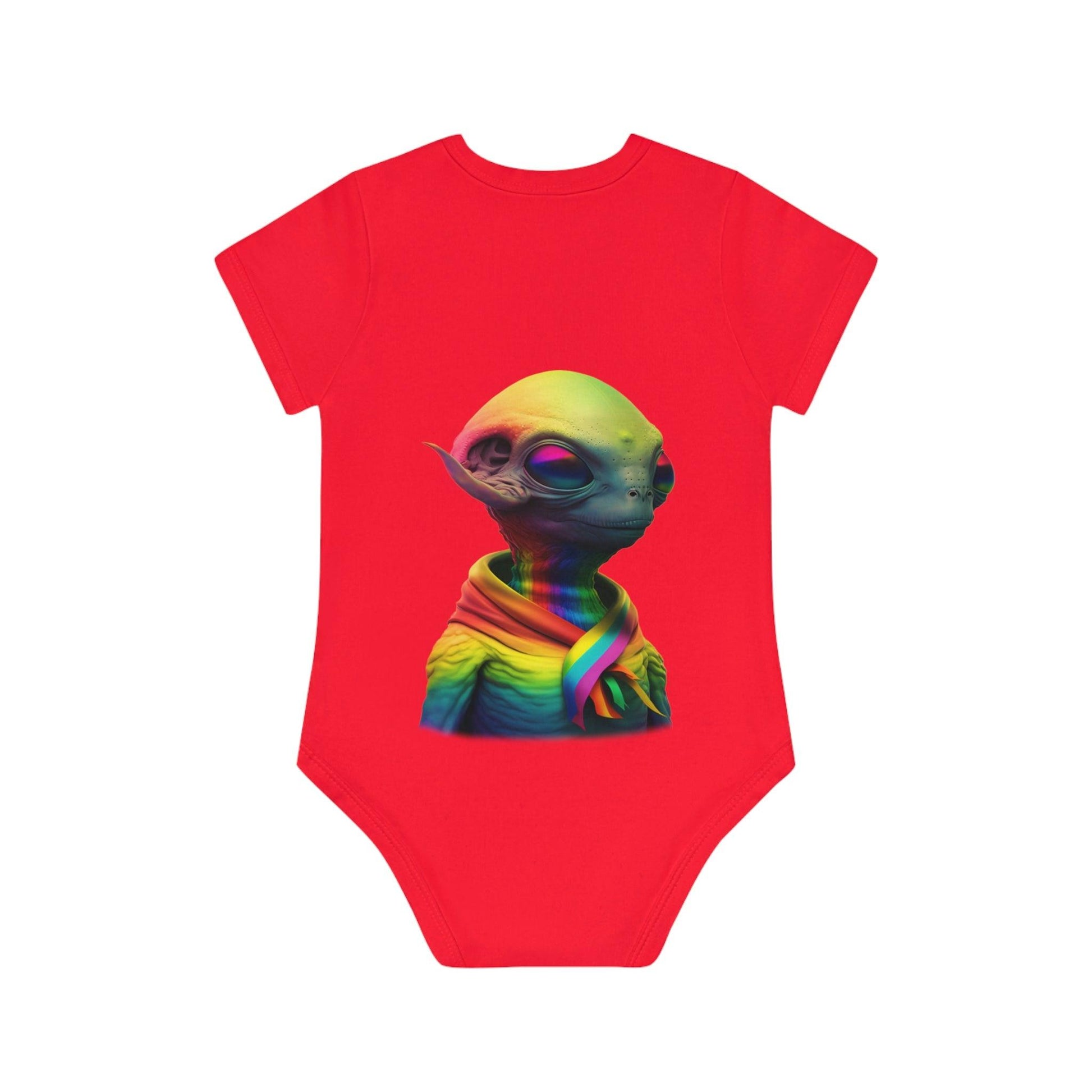 LGBTQWorldwide - ,,HAPPY ALIEN" Baby Organic Short Sleeve Bodysuit baby, Baby Clothing, DTG, Kids' Clothing, Onesies lgbtq Bekleidung Accessoires unisex Zubehör