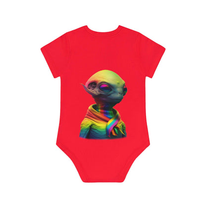 LGBTQWorldwide - ,,HAPPY ALIEN" Baby Organic Short Sleeve Bodysuit baby, Baby Clothing, DTG, Kids' Clothing, Onesies lgbtq Bekleidung Accessoires unisex Zubehör