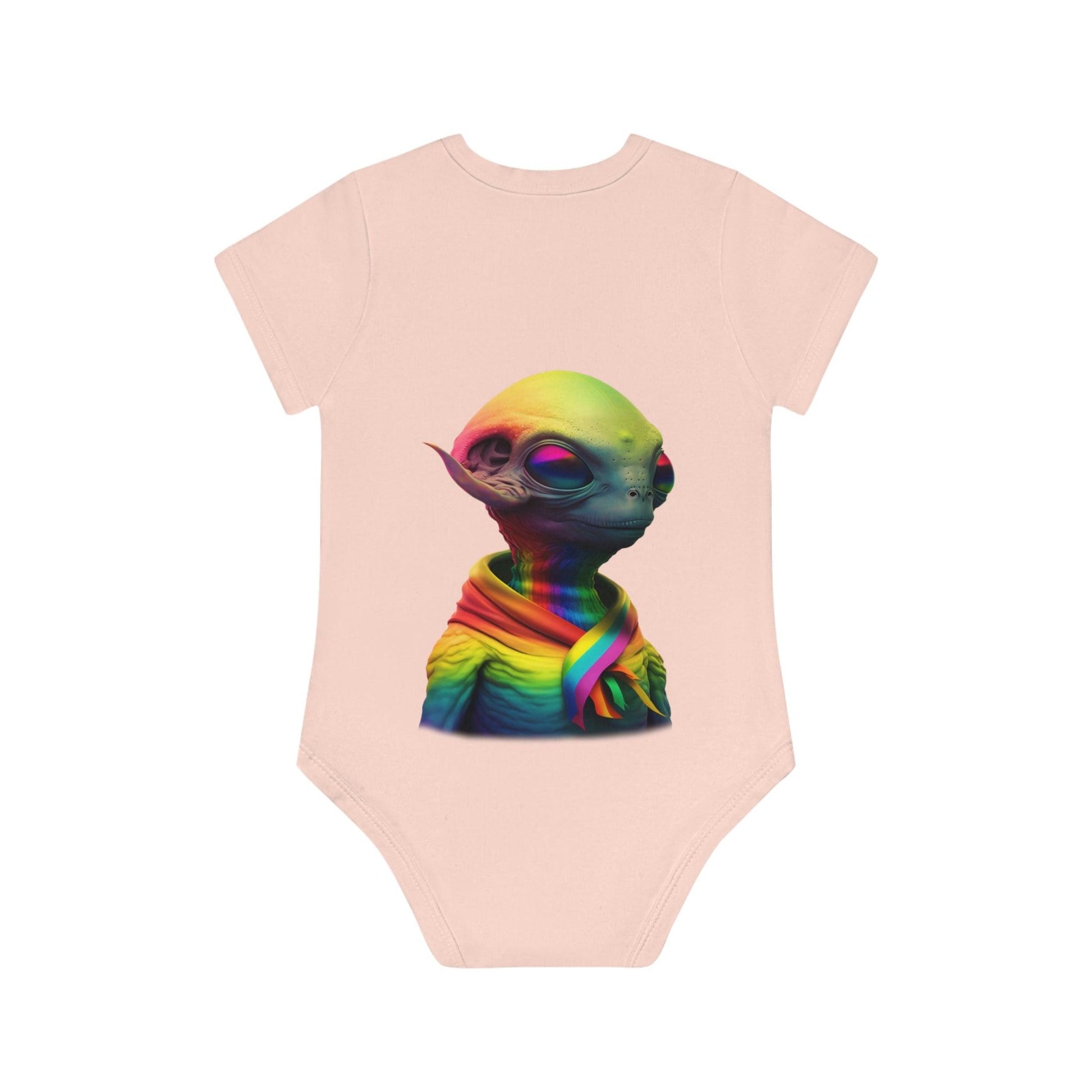 LGBTQWorldwide - ,,HAPPY ALIEN" Baby Organic Short Sleeve Bodysuit baby, Baby Clothing, DTG, Kids' Clothing, Onesies lgbtq Bekleidung Accessoires unisex Zubehör