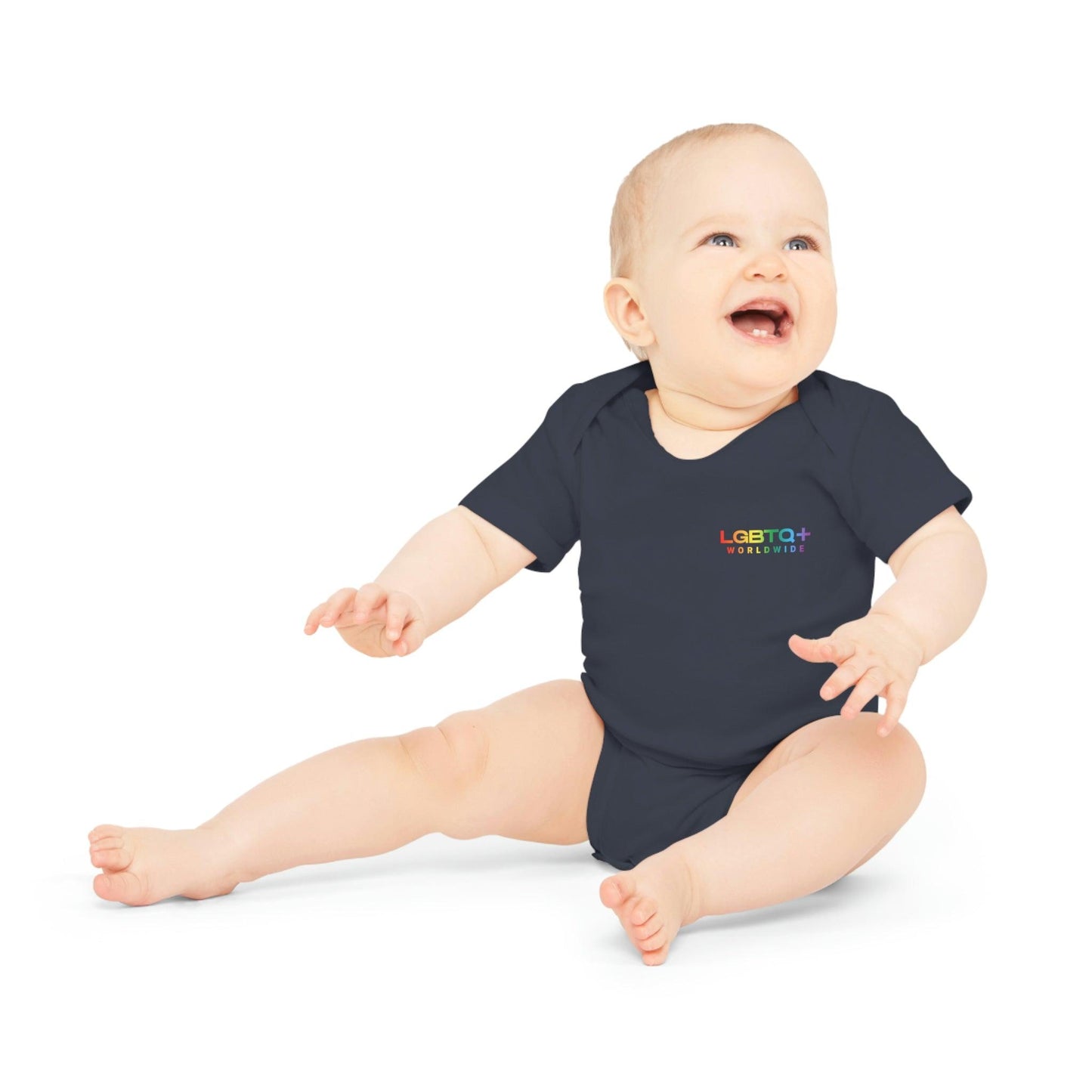 LGBTQWorldwide - ,,HAPPY ALIEN" Baby Organic Short Sleeve Bodysuit baby, Baby Clothing, DTG, Kids' Clothing, Onesies lgbtq Bekleidung Accessoires unisex Zubehör