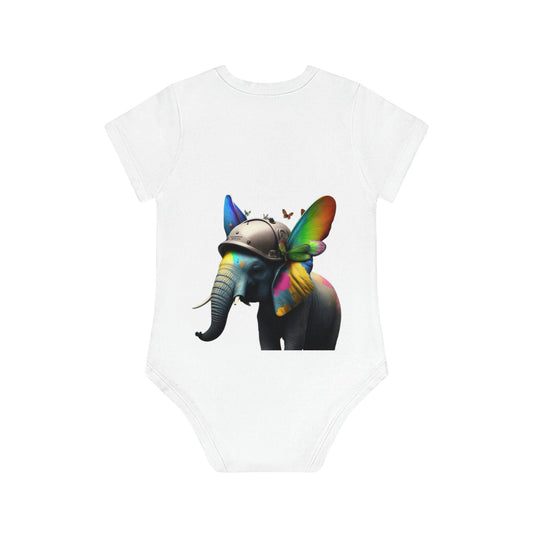 LGBTQWorldwide - ,,BUTTERFLY ELEPHANT" Baby Organic Short Sleeve Bodysuit baby, Baby Clothing, DTG, Kids' Clothing, Onesies lgbtq Bekleidung Accessoires unisex Zubehör