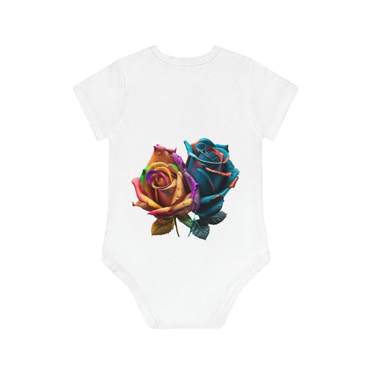 LGBTQWorldwide - ,,ROSES" Baby Organic Short Sleeve Bodysuit baby, Baby Clothing, DTG, Kids' Clothing, Onesies lgbtq Bekleidung Accessoires unisex Zubehör